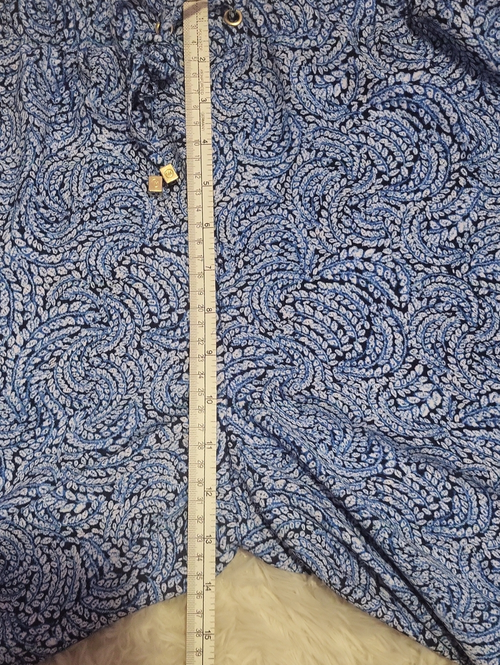 Michael Kors Blue Printed Wide-Leg Pull-On Pants - Picture 8 of 9